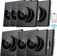 8X WiFi Thermostat Digital LCD Raumthermostat Programmierbare Wandthermostat Unterputz Fußbodenheizung fuer 5A Warmwasserbereitung ,Tastensteuerung/Mobile APP/Sprachsteuerung Innenthermometer, Schwarz