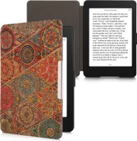 kwmobile Hülle kompatibel mit Amazon Kindle Paperwhite - Kork eReader Schutzhülle Cover Case (für Modelle bis 2017) - Mandalakacheln Pink Rot Blau