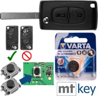 Repair Reparatur Satz Autoschlüssel Funk Fernbedienung Austausch Gehäuse mit 2 Tasten + VA2 Rohling + Batterie kompatibel mit Peugeot 407 Partner Citroen C2 C3 Berlingo