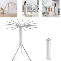 LZQ Wäscheständer,  Stativ-Wäscheständer, Platzsparend Klappbar Tragbarer Ausziehbar aus ALU Platzsparend Ideal für Outdoor Balkon, Schlafzimmer, Haushalt 119x110cm (Aluminium, White)