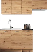 MIRJAN24 Küche Mela 180, Küchenzeile, 5 Schrank-Module frei kombinierbar, Küche-Set, Küchenmöbel (Artisan Eiche / Schwarz, ohne Beleuchtung)