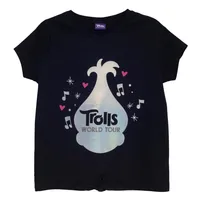 Trolls World Tour - T-Shirt, Vorne gebunden für Mädchen PG1519 (116) (Schwarz/Silber)