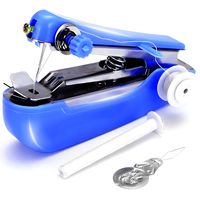 Nähmaschine Mini Manuell Tragbare Handnähmaschine Einfach Bedienen Mini-Nähmaschine Handheld Nähen Reise-Nähset Nähset Hand Sewing Machine Blau Retoo