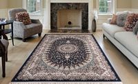 MOZATO Casablanca Orient-Teppich, Perser-Teppich, Kurzflor-Teppich, stylisch und traditionell mit arabisch orientalischer Optik für Wohnzimmer, Schlafzimmer, Flur, dunkelblau 80 x 150 cm