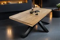 Esstisch 200x100cm Akazienholz naturfarben gerade Kante Spider-Gestell schwarz RIO