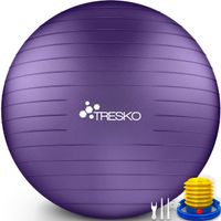 TRESKO Gymnastikball (Lila, 65cm) mit Pumpe Fitnessball Yogaball Sitzball Sportball Pilates Ball Sportball