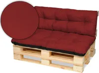 Superkissen24. Palettenkissen Palettenauflagen Sitzkissen - 120x80 cm und Rückenlehne 120x38 cm - Outdoor und Indoor - Bordeaux