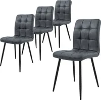 ML-Design 4er Set Esszimmerstuhl mit Rückenlehne, Anthrazit, aus Kunstleder