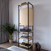 Skye Decor, Poyraz - L609, Kleiderschrank, Eiche, 100 % MELAMINBESCHICHTETE SPANPLATTEN, 50 x 40 x 180 cm