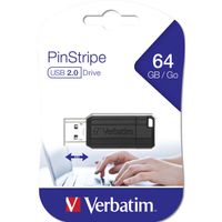 Verbatim PinStripe 64GB, 64 GB, USB 2.0, Drehring, 9.22 mm, 21 mm, 54 mm