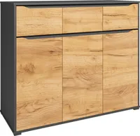 Vicco Kommode Ruben, 120 x 101 cm mit Schubladen, Anthrazit/Goldkraft Eiche