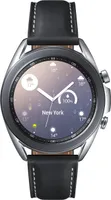 Samsung Galaxy Watch3 41 mm puzdro z nehrdzavejúcej ocele strieborný kožený remienok čiernohnedý