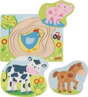GOKI Mehrschichtenpuzzle Bauernhoftiere