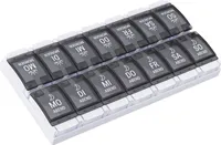 WELLGRO Tablettenbox für 7 Tage - Pillendose je 2 Fächer pro Tag - Klappdeckel mit Druckverschluss - Pillenbox Kunststoff BPA-frei - Farbe wählbar