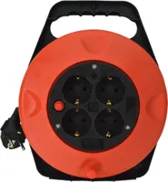 Bellson 005367 Kabeltrommel mit 4 Steckdosen Verlängerungskabel 10M rot