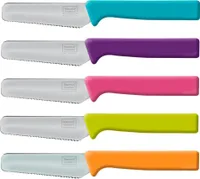 5er homiez Frühstücksmesser-Set KNIFE bunt, Brötchenmesser-Set, Tafelmesser-Set, Brotzeitmesser Wellenschliff Soft-Griff, exklusiv by Danto®