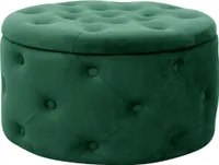 Pouf AKORD ALIA aus Samtstoff mit Stauraum in Flaschengrün Höhe 30 cm
