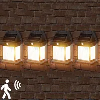 Solar Wandleuchte Aussen, Solarlampen Für Außen Mit Bewegungsmelder, Schwarz Led Solarleuchten Solar Gartenleuchten Für Außen Wand Garten Balkon Deko