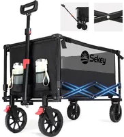 Sekey Bollerwagen Faltbar Offroad, 160L Handwagen belastbar bis 150 kg, Schwarz und Grau