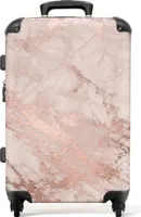 NoBoringSuitcases.com Stredne veľký pevný kufor 67x43x25 cm, 72L, potlač pre ženy: Ružový - mramorový, cestovný kufor na 4 kolieskach
