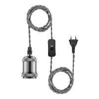 LeuchtenDirekt Pendelleuchte Hold It Silber max. 40W E27 ohne Leuchtmittel mit Schalter + Stecker