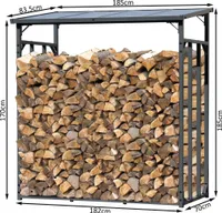 Metall Kaminholzregal Anthrazit XXL 185 x 70 x 185 cm Promotion Garten Kaminholzunterstand 2,3 m³ Kaminholzlager Stapelhilfe Aussen