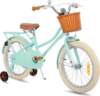 STITCH 12 & 14 & 16 & 18 Zoll Mädchenfahrrad mit Korb, Klingel, Stützrädern, Gepäckträger,   Kinderfahrrafür 2-9 Jahre alte Mädchen & Jungen, Minzgrün
