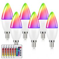 ZMH 6er E14 Led Smarte Farbwechsel kerzen Lampe RGB Glühbirnen 3000k 4W Warmweiß Dimmbar mit Fernbedienung Coloured Bulb 16 Colours 4 Dynamic Modes