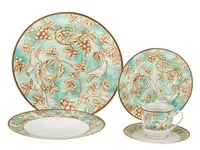 Kondela Zestaw porcelanowy do jadalni (20 szt.) Donatella Turkus - turkus / biel / złoto