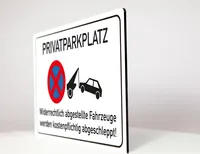 Privatparkplatz - Schild - 4 mm Alu Verbundplatte (45 x 30 cm)