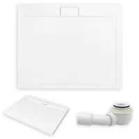 Brodzik Posadzkowy Prysznicowy Prostokątny 100x90x4,5 Akrylowy, Gładki | w zestawie - Syfon, odpływ ⌀50 mm | BADLAND AXIM SLIM