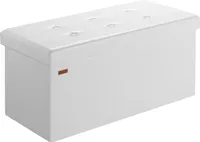 CASARIA® Sitzbank mit Stauraum Faltbar Weiß 80x40x40cm Gepolstert Deckel Kunstleder Schlafzimmer Wohnzimmer Flur Sitztruhe Truhenbank Polsterbank