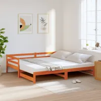 vidaXL Denná posteľ rozťahovacia voskovaná hnedá 90x200 cm z masívneho borovicového dreva
