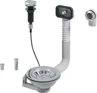 Universal-Korbventil mit Drehbedienung, Siebkorb, Überlauf, recyceltem Kunststoff und Edelstahl für Küchenspülen-Siphons