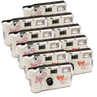 10x PHOTO PORST Hochzeitskamera mit Schmetterling / Einwegkamera / Partykamera (je 27 Fotos, mit Blitz, 10-er Pack)