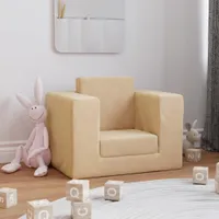 Prolenta Premium - Schlafsofa für Kinder Creme Weicher Plüsch
