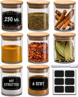 Gewürzbehälter 8er Set 250ml mit Etiketten und Stift zum Beschriften - Luftdicht - Spülmaschinenfest - Gewürzgläser für Gewürze und Kräuter