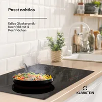 Klarstein Glaskeramik Kochfeld, Einbau-Kochfeld mit 4 Platten, 6500 W Elektro Kochfeld zum Kochen, Modernes Glaskeramikkochfeld, Glaskeramik Herdplatte mit 4 Kochfelder, Einbau Elektro Kochfeld