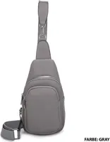 Brusttasche Umhängetasche Cross Body Bag Kunstleder GRAY (L-193)