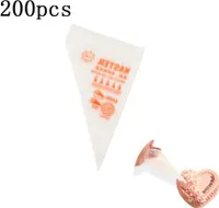 200 Stück Spritzbeutel zum Dekorieren von Zuckerguss, Kunststoff, Einweg-Spritzbeutel für Sahnetorte, Kuchendekoration, Sugarcraft, Cupcake-Backen