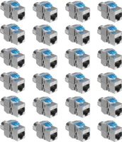 kwmobile 24x Keystone Modul für CAT 8 Kabel - 40 Gbit/s geschirmt Metall Gehäuse Schnappverschluss - werkzeugfreier Anschluss an Modular Patchpanel