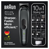 Braun Multi-Grooming-Kit 7 MGK7321, 10-in-1-Barttrimmer und Haarschneider für Herren, für Gesichts-, Kopf- und Körperhaare