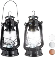 relaxdays 2 x Sturmlaterne LED schwarz