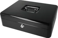 Geldkassette abschließbar (groß, 30 cm) Schwarz, 2 Schlüssel, Hartgeldeinsatz
