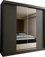 Masseno Schiebetürenschrank LUCENZA 200 cm Kleiderschrank Schlafzimmer Schrank 2-türig mit Spiegel Grau