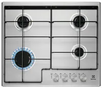 Electrolux EGS6424X Płyta gazowa do zabudowy ze stali nierdzewnej, cztery palniki, emaliowane płaskie ruszty do patelni