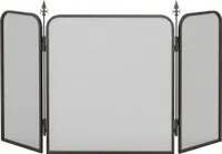 HOMCOM Kaminschutzgitter, Faltbares Kamingitter mit 3 Paneelen, Funkenschutzgitter für Wohnzimmer, Schlafzimmer, Metall, 96 x 56 cm, Schwarz