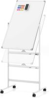 COSTWAY Doppelseitiges mobiles Whiteboard, 60 x 100 cm, höhenverstellbares magnetisches Whiteboard mit Rollen, Ständer und Stiftablage, inkl. Zubehör für Schule, Büro, Zuhause (Weiß)