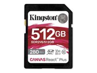 Kingston Technology 512GB Canvas React Plus SDXC UHS-II 280R/150W U3 V60 for Full HD/4K - 512GB, SDXC, Klasse 10, UHS-II, 280 MB/s, 150 MB/s | SDR2V6/512GB