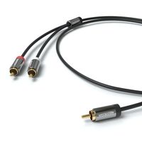 1m Subwoofer Y-Kabel Cinch RCA Kabel Koaxial HiFi Audio Kabel 3x Cinch Stecker